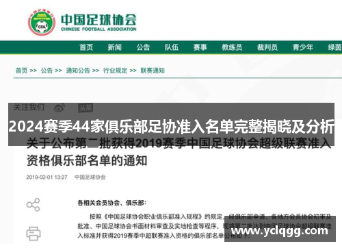 2024赛季44家俱乐部足协准入名单完整揭晓及分析